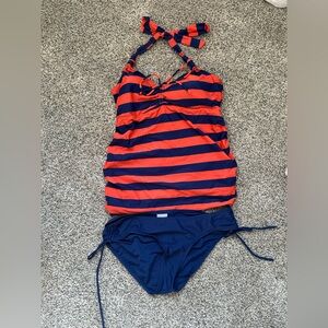 Striped maternity tankini